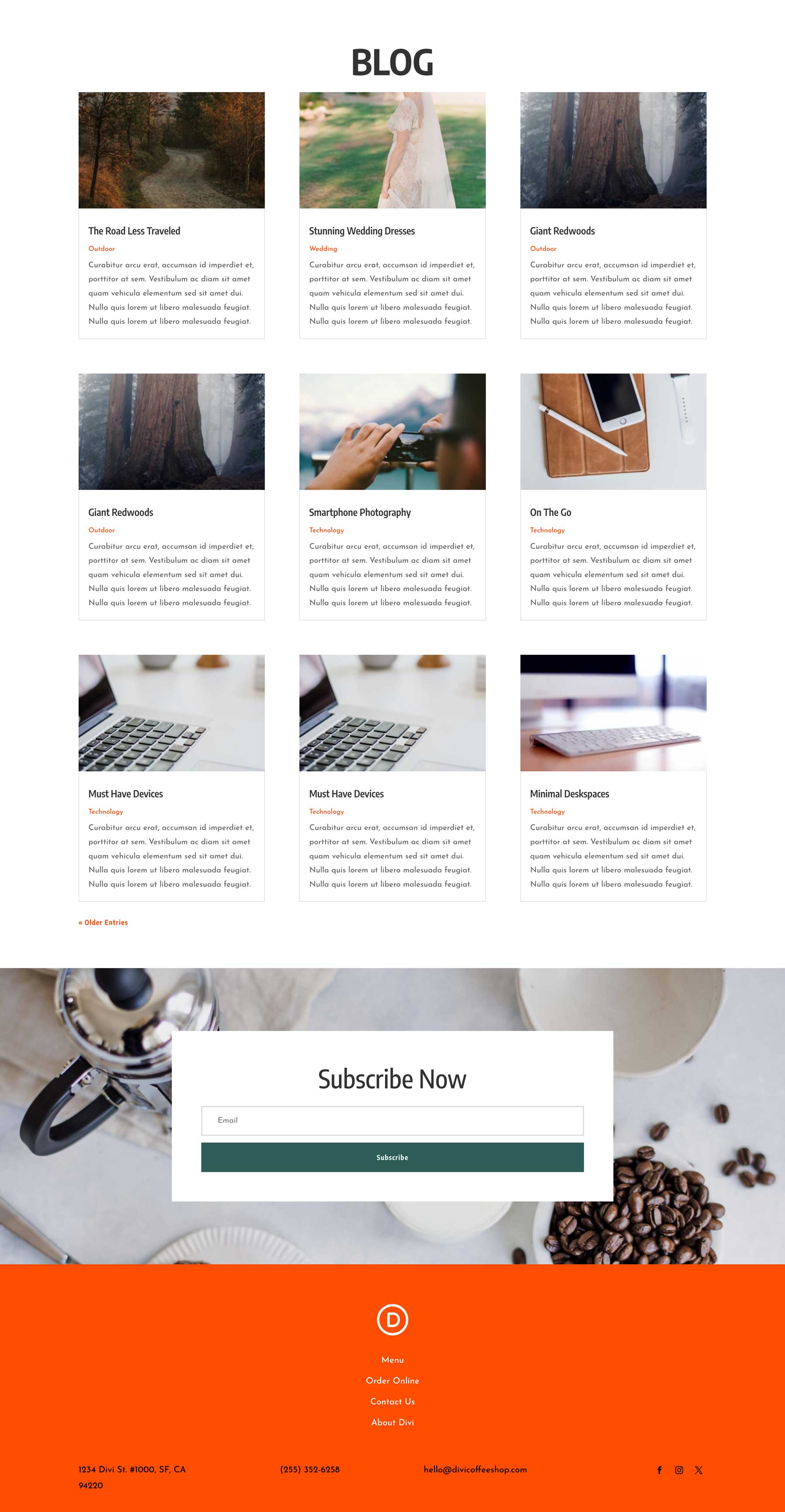 Coffee House Blog Page Divi Layout By Elegant Themes