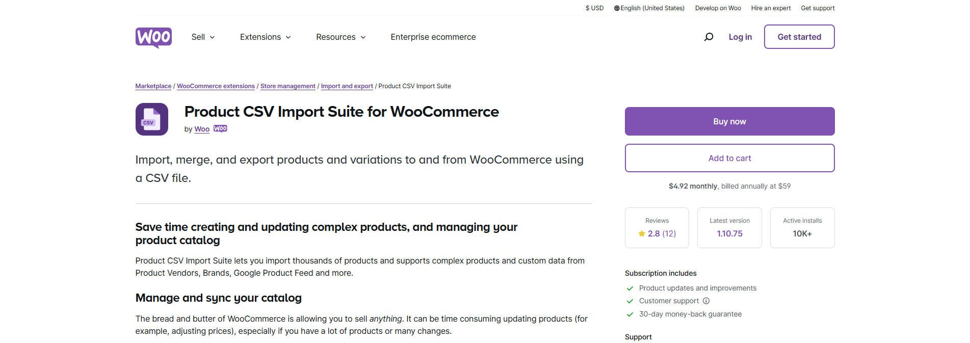 WooCommerce Product CSV - Page - Dec. 2024