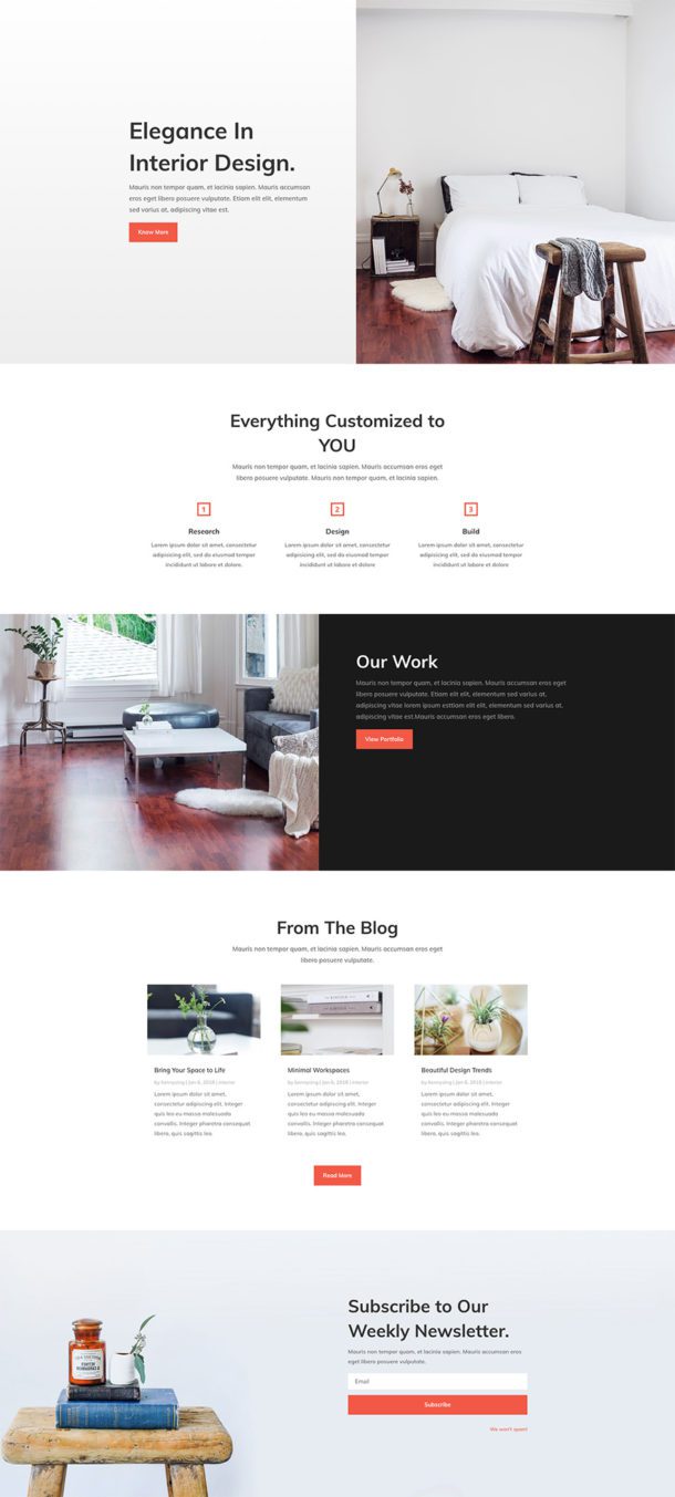 Download a Free & Refreshing Interior Design Layout Pack for Divi