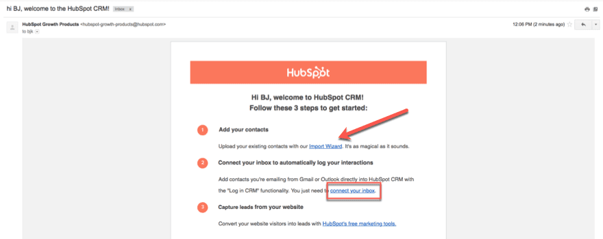 hubspot welcome email