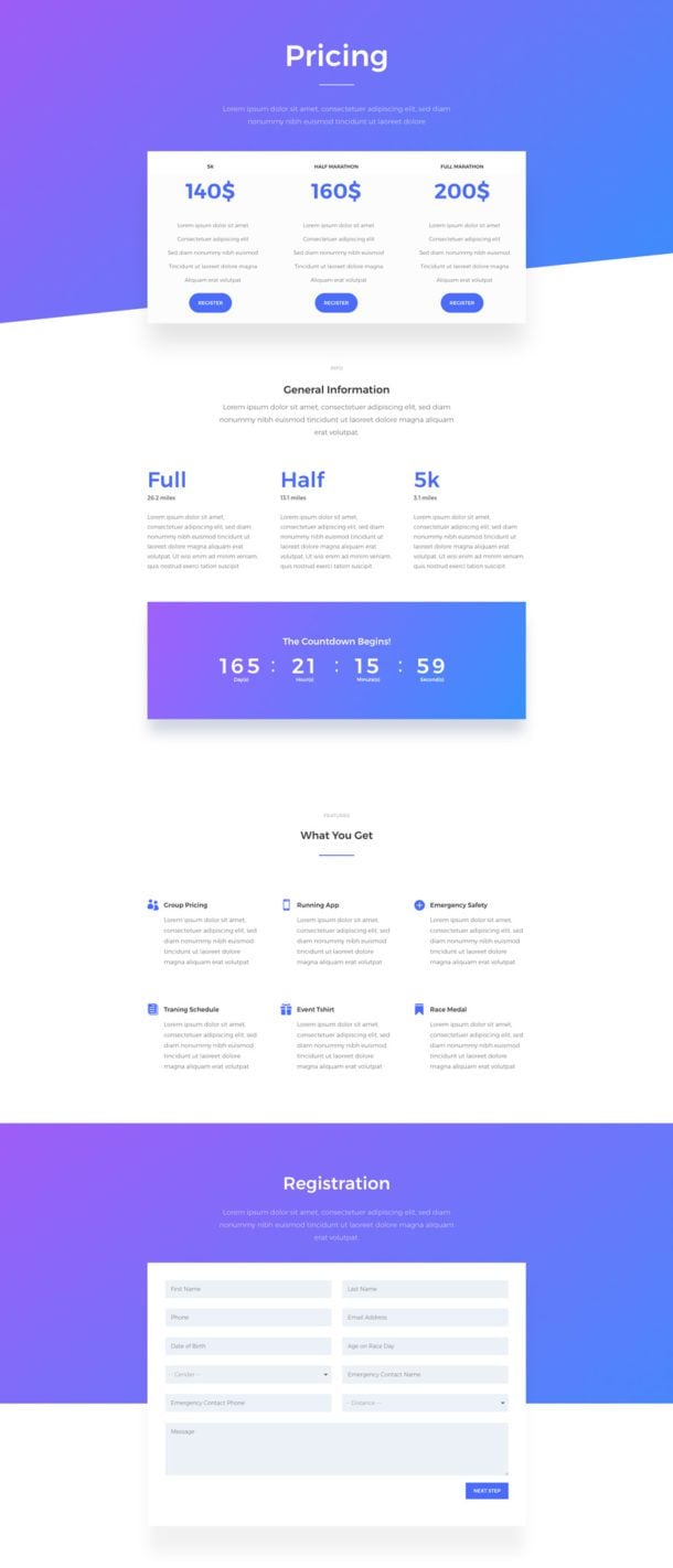 Get a FREE Marathon Layout Pack for Divi