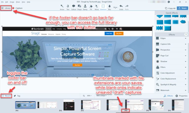 find temporary snagit video captures