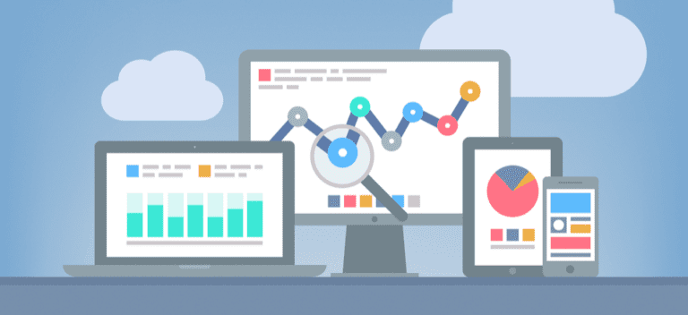 Multiple screens displaying charts and graphs.