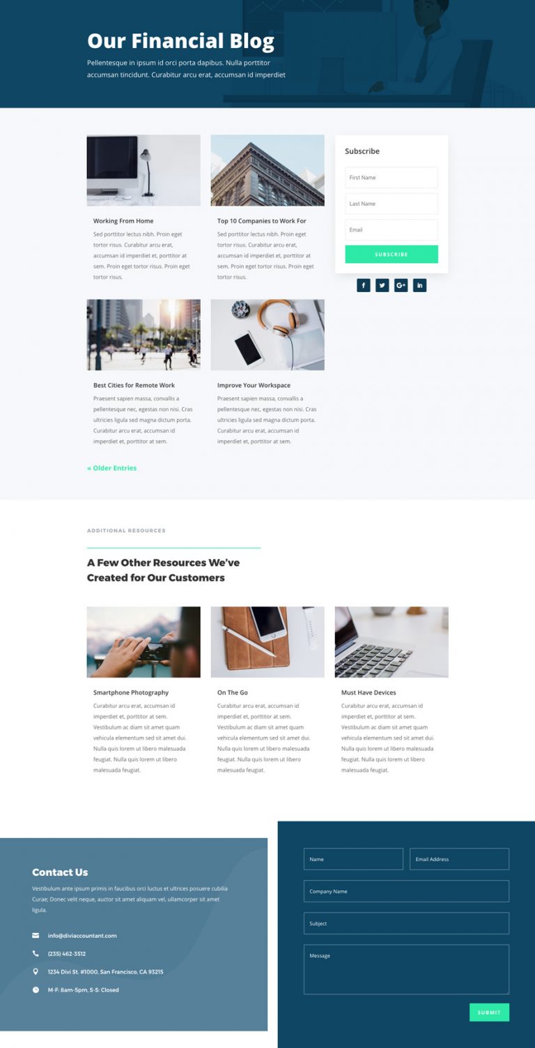 Get a FREE Accountant Layout Pack for Divi