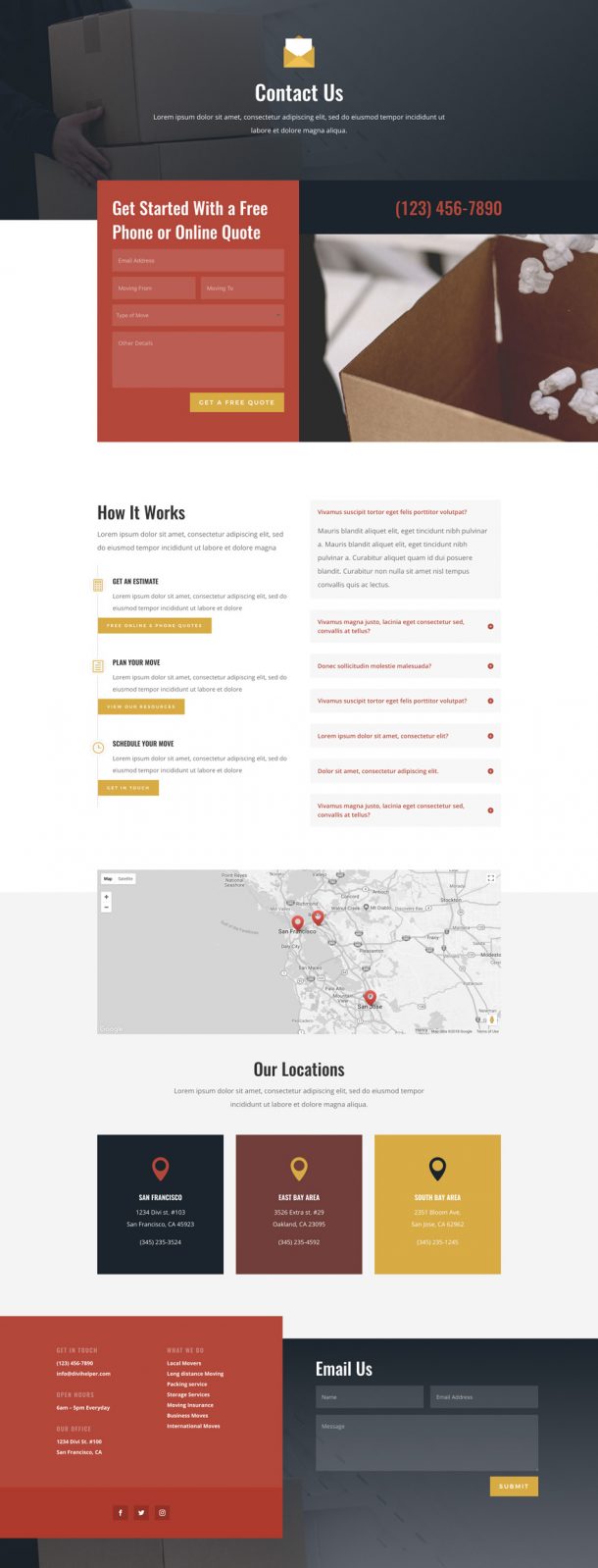 Get a FREE Moving Company Layout Pack for Divi
