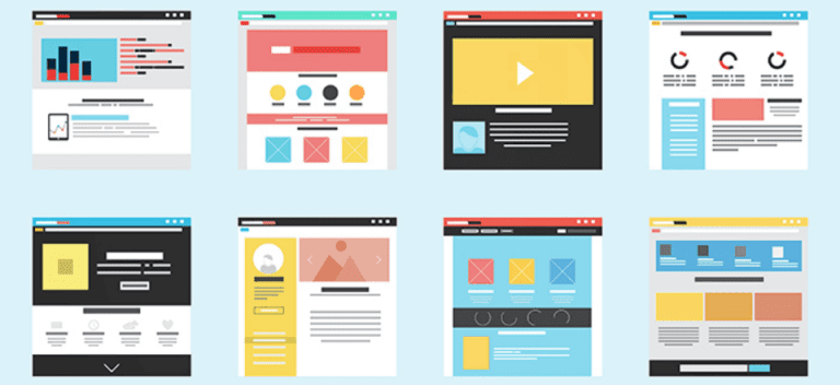 A collection of web page mockups.