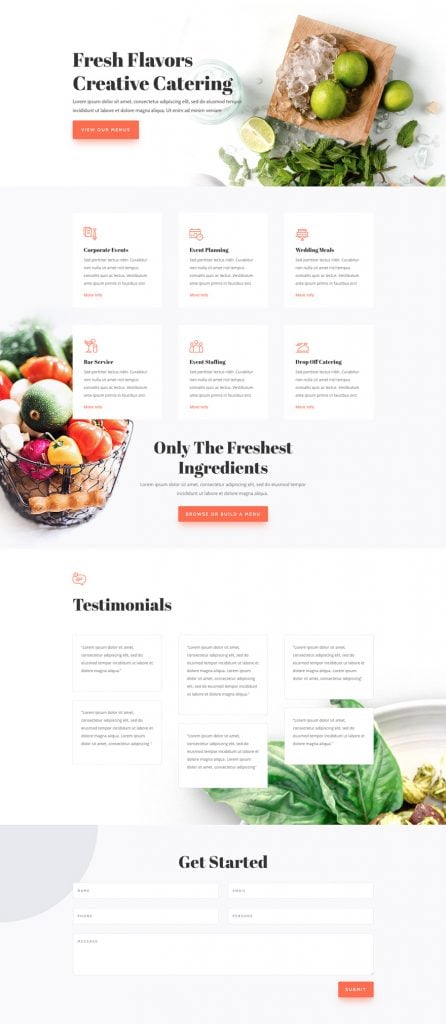 Get A Free Food Catering Layout Pack For Divi