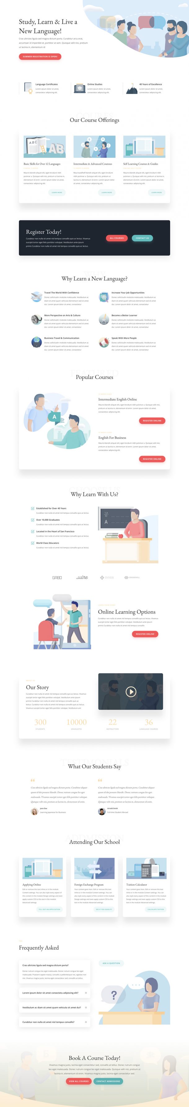 Get A Free Divi Language School Layout Pack