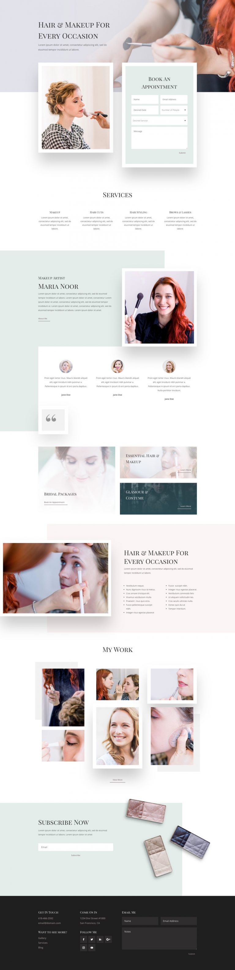 Get a FREE Makeup Artist Layout Pack for Divi