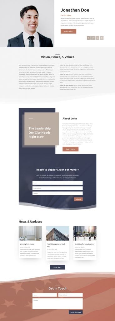 Get a FREE Political Candidate Layout Pack for Divi