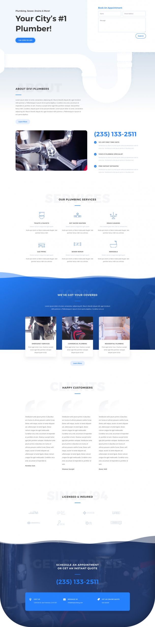 Get a FREE Plumber Layout Pack for Divi