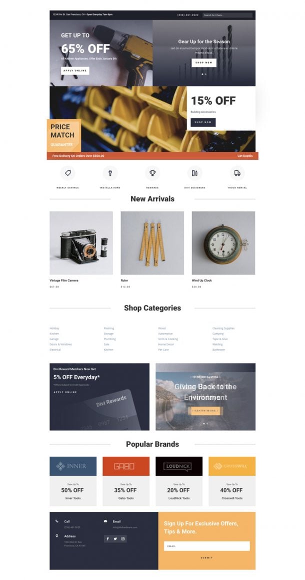 Get a FREE Hardware Store Layout Pack for Divi