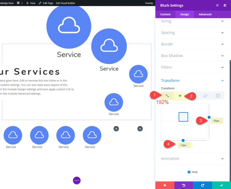 Using Divi's Transform Controls To Create Unique Blurb Module Layouts