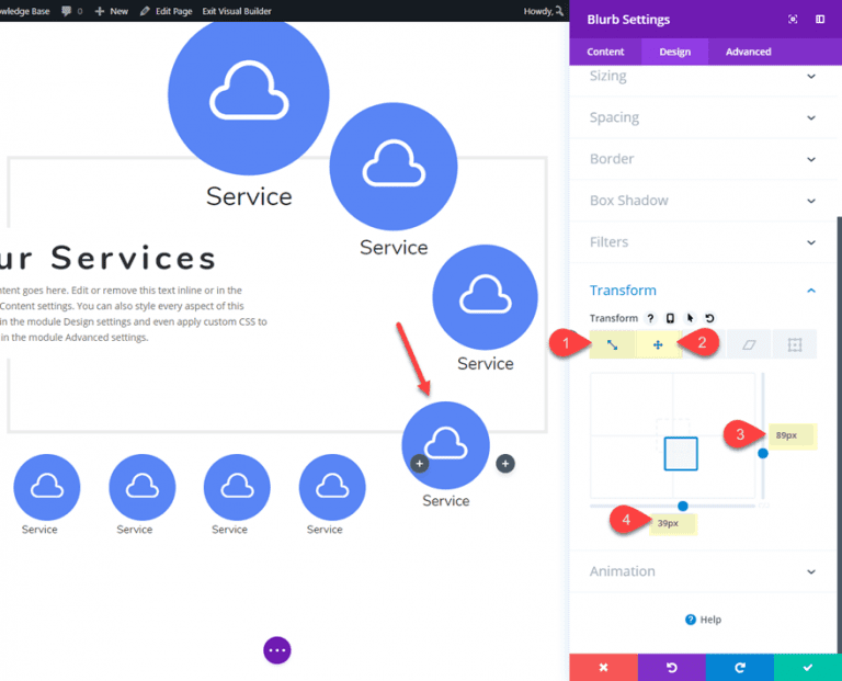 Using Divi's Transform Controls To Create Unique Blurb Module Layouts