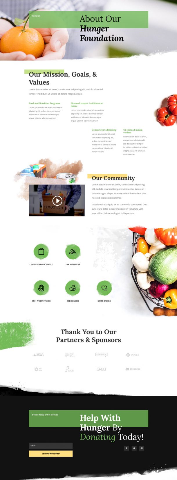 Get a FREE Food Bank Layout Pack for Divi