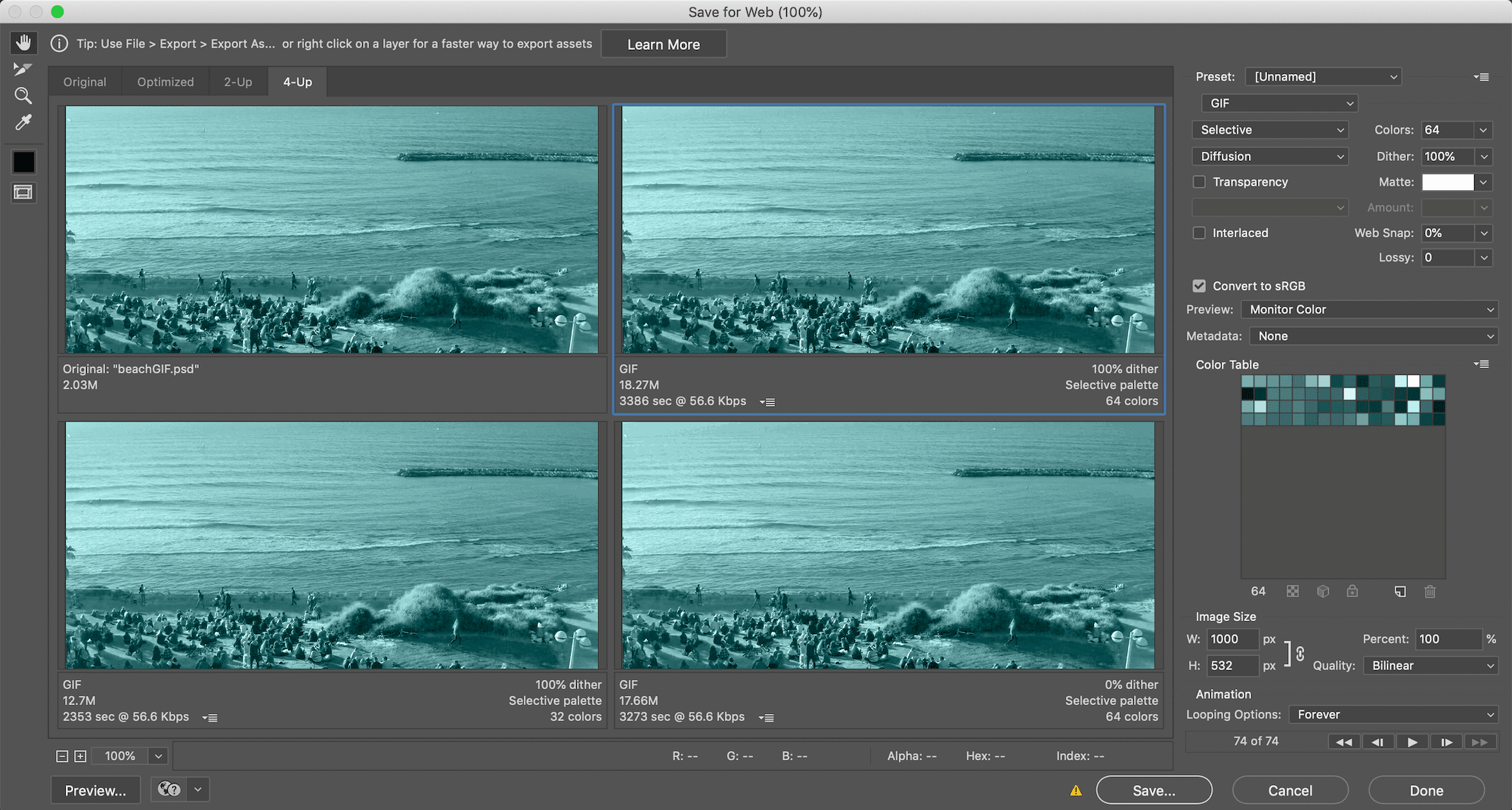 How to export a GIF from Adobe Photoshop - imagy