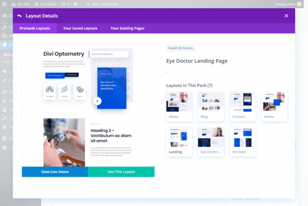 Get a FREE Eye Doctor Layout Pack for Divi