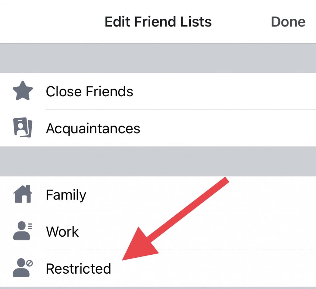 facebook restricted list