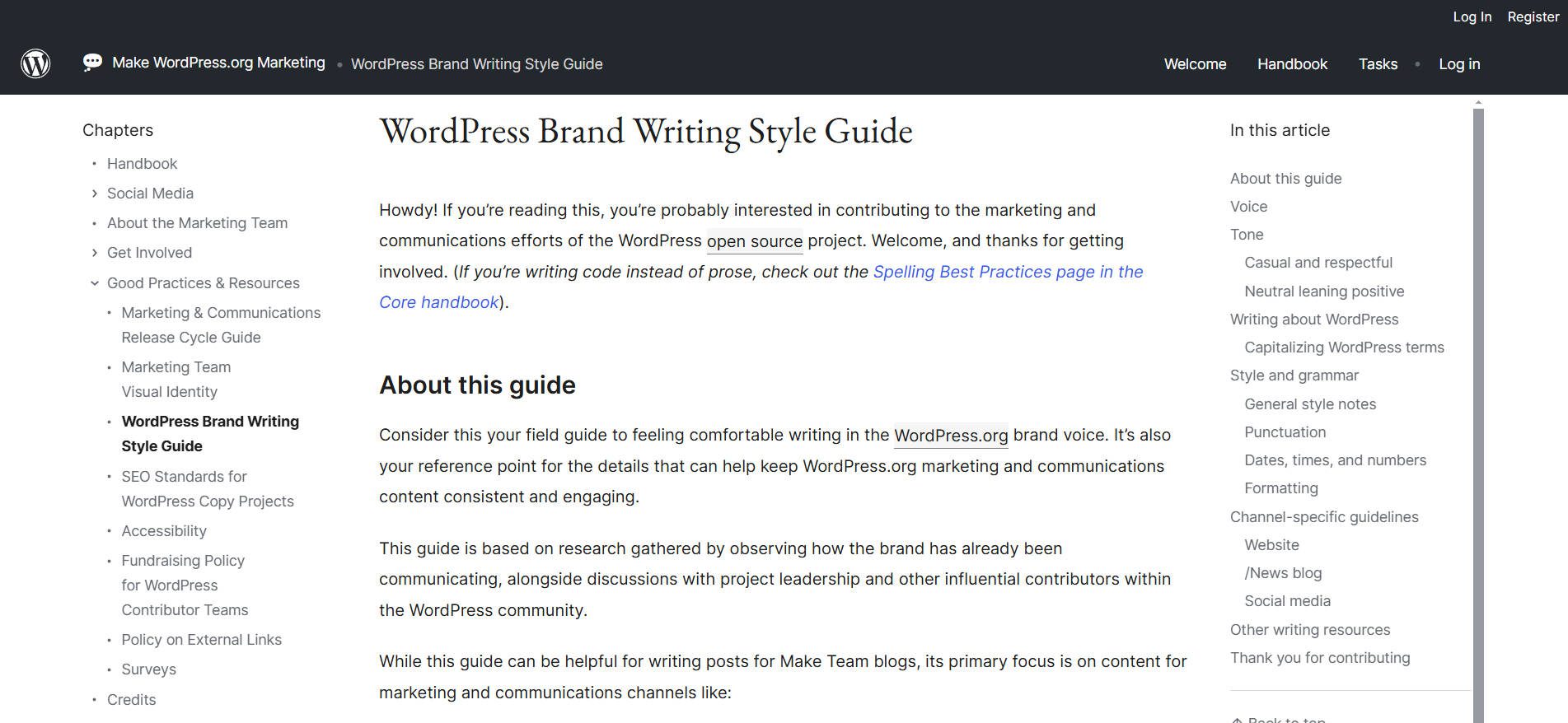 WordPress Writing Guidelines