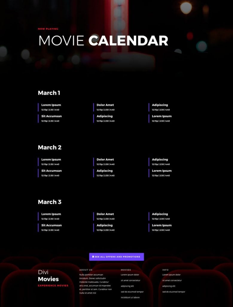 Get a FREE Movie Theatre Layout Pack for Divi