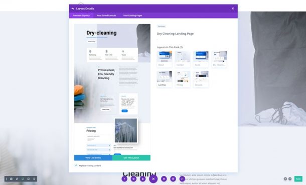 Get a FREE Dry Cleaning Layout Pack for Divi