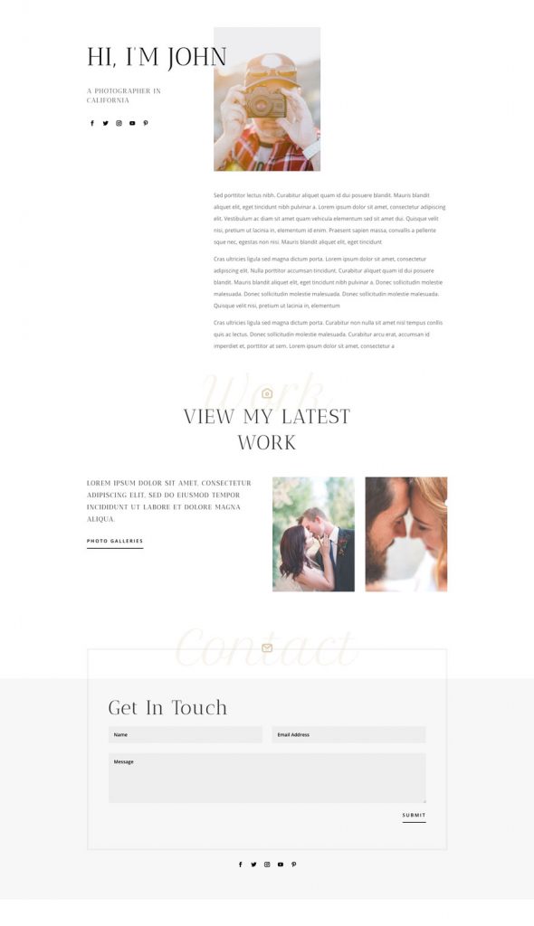 Get a FREE Wedding Photographer Layout Pack for Divi