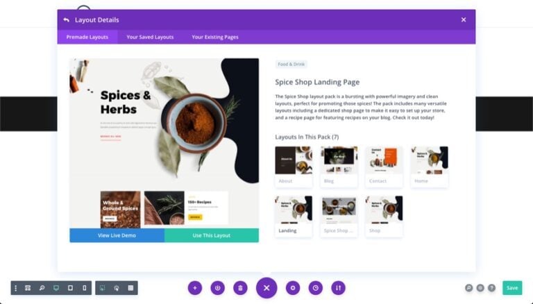 Get a FREE Spice Shop Layout Pack for Divi