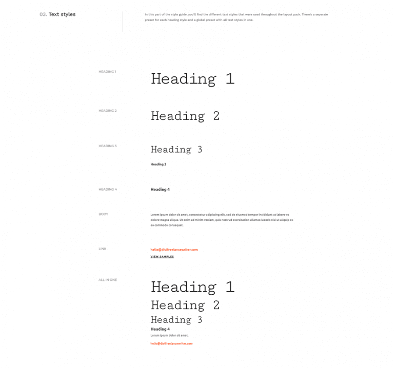 Download a FREE Global Presets Style Guide for Divi's Freelance Writer ...