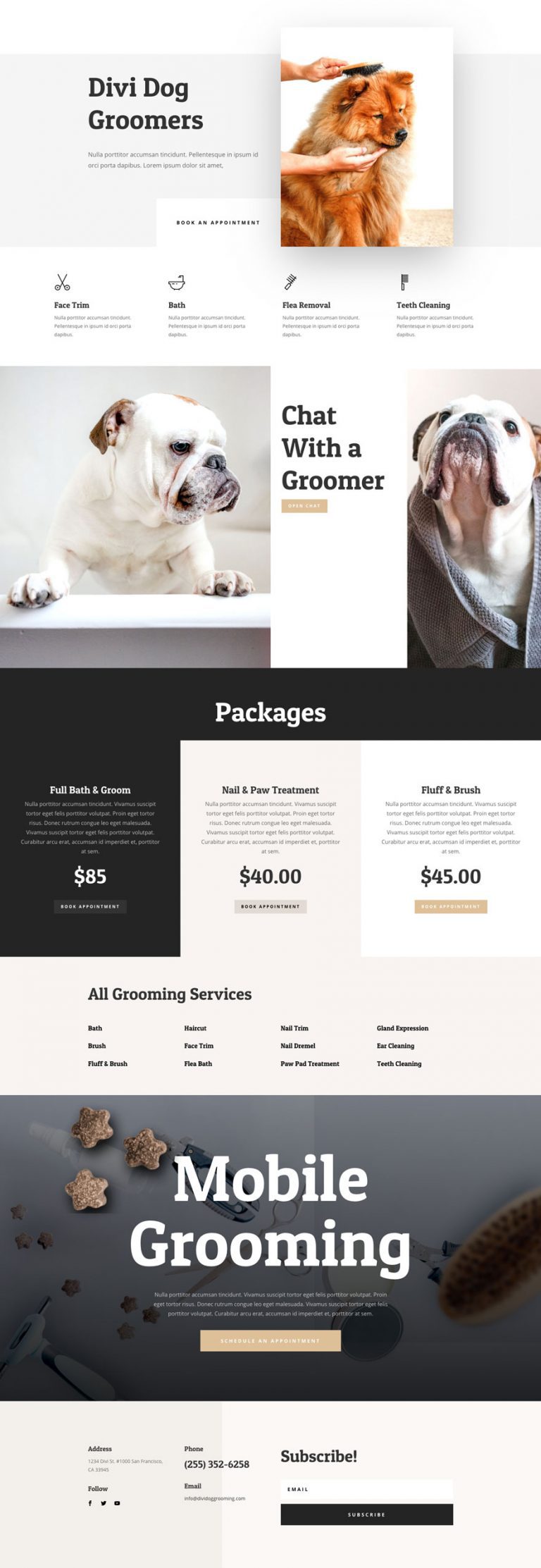 Get a FREE Dog Grooming Layout Pack for Divi