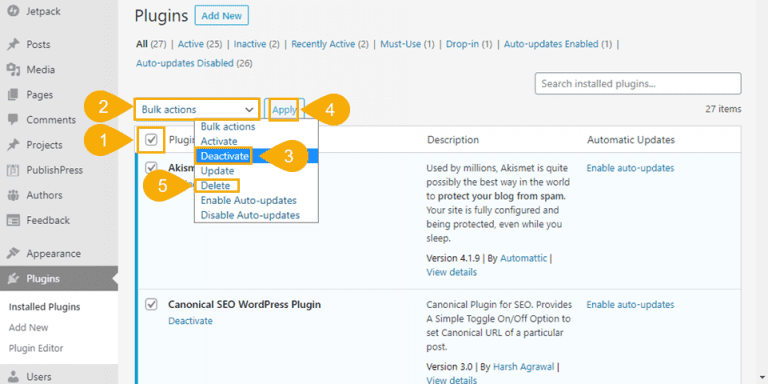 How To Disable/Deactivate WordPress Plugins (3 Methods)
