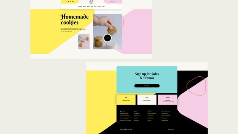 homemade cookies header footer