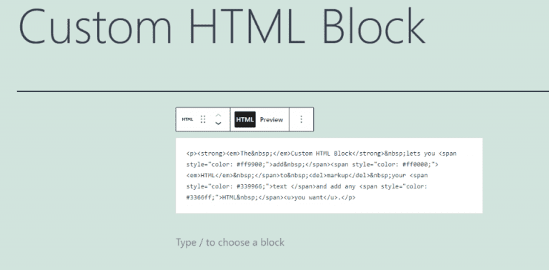 How to Use the WordPress Custom HTML Block