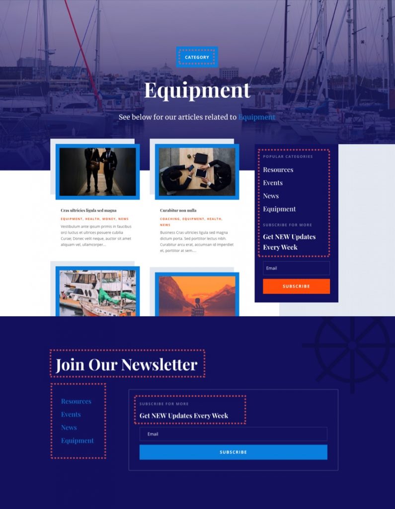 Download A Free Category Page Template For Divi's Marina Layout Pack