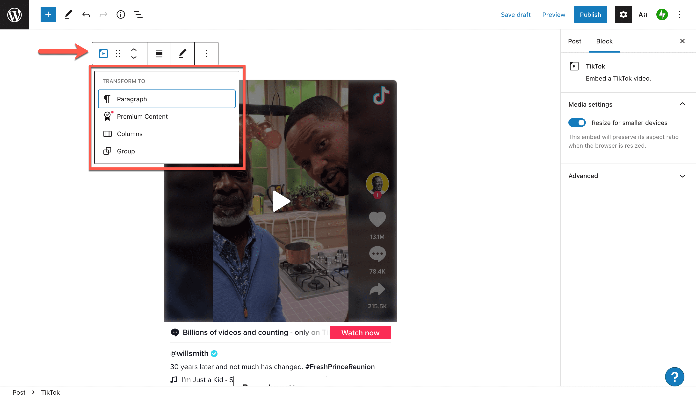 How To Use The WordPress TikTok Embed Block