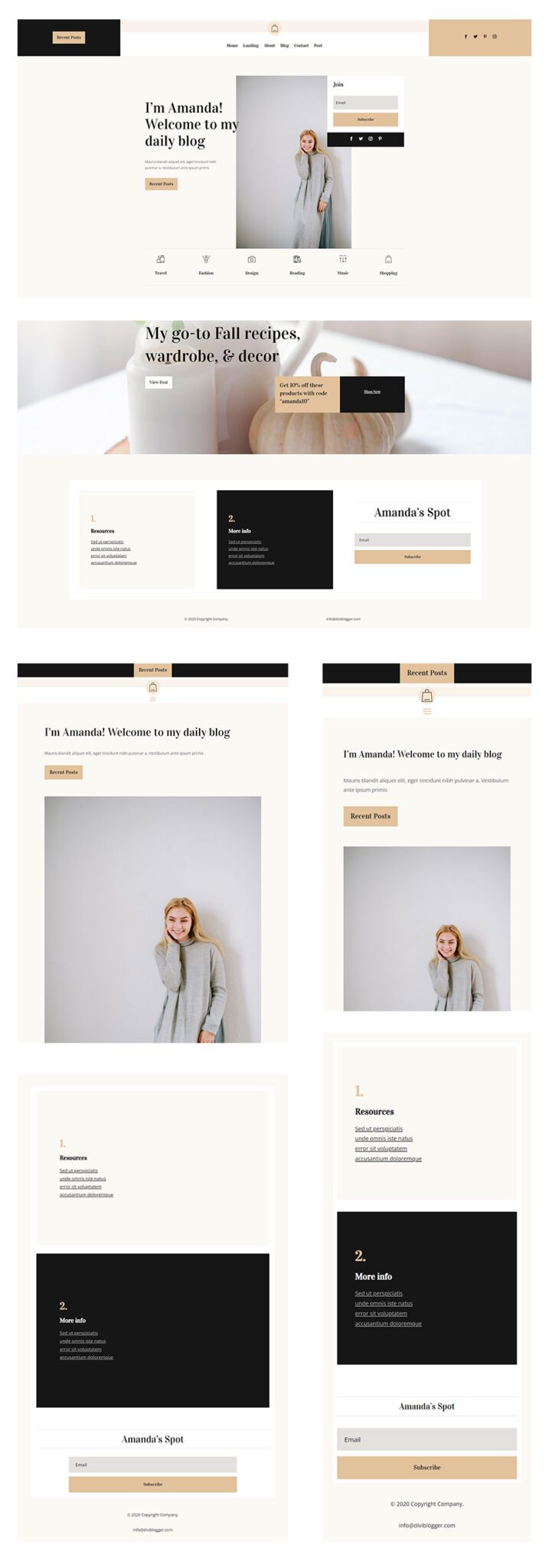 Download A FREE Header & Footer For Divi's Blogger Layout Pack