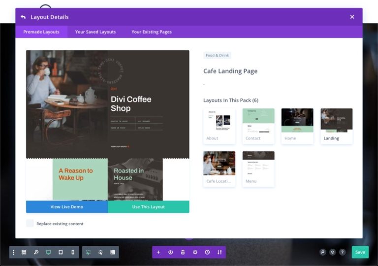 Get a FREE Cafe Layout Pack for Divi