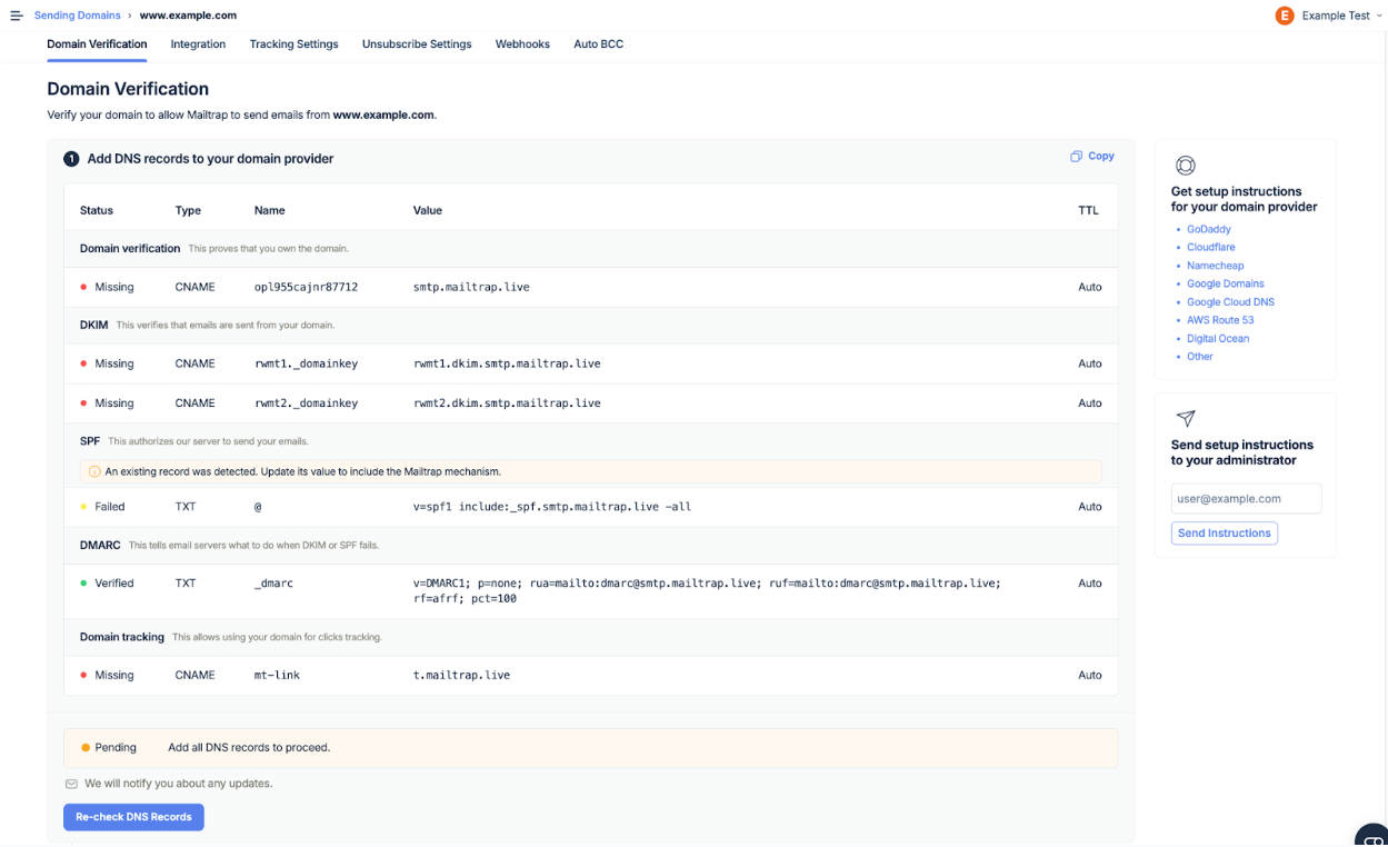 Mailtrap SMTP Setup - Step 3