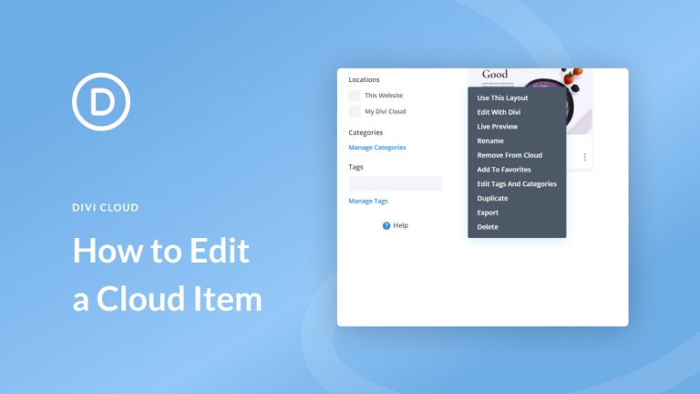 Edit Divi Cloud