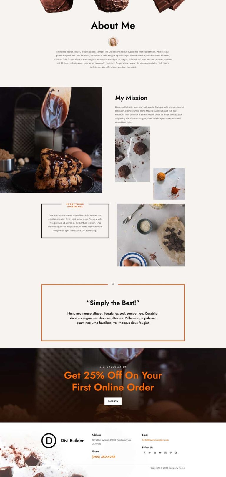 Get a FREE Chocolatier Layout Pack for Divi