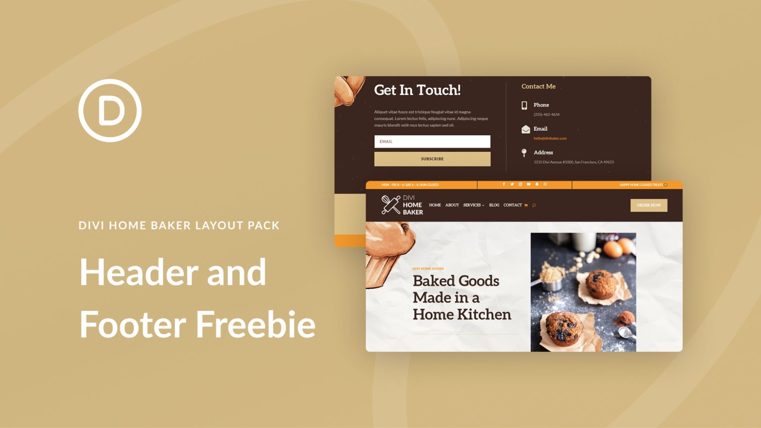 Divi Home Baker Header and Footer Layout Template Freebie