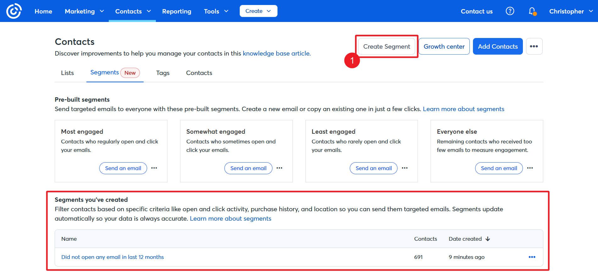 Constant Contact Create Segments