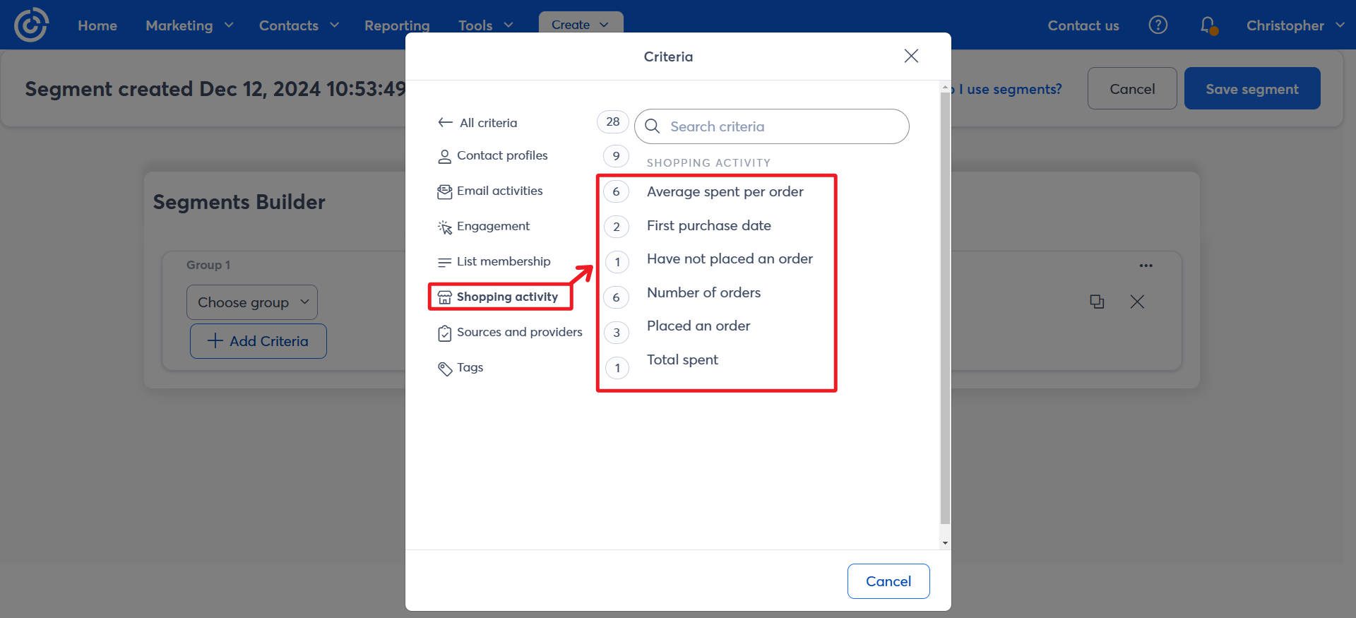 Prebuilt eCommerce Segments in Constant Contact