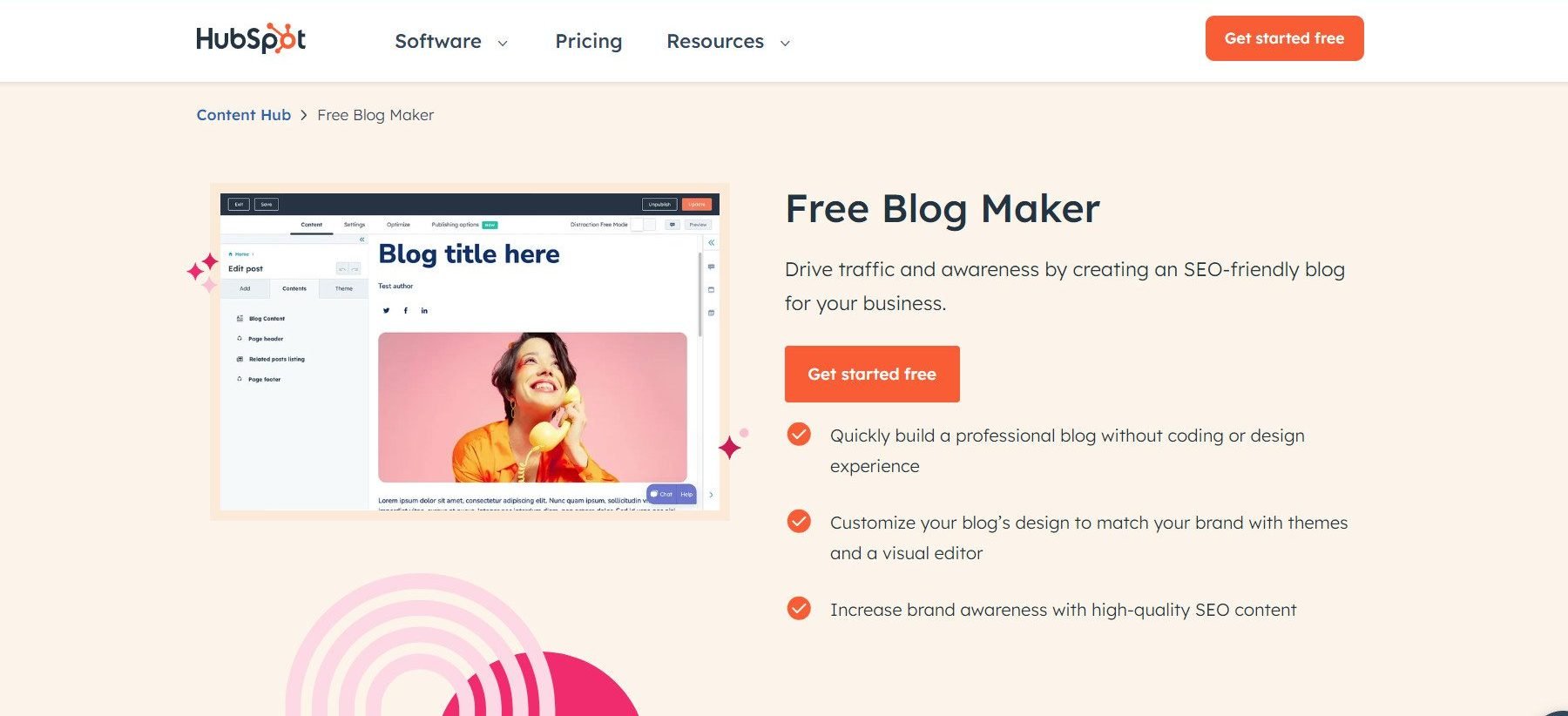 Hubspot Free Blog Maker - Landing Page - May 2024