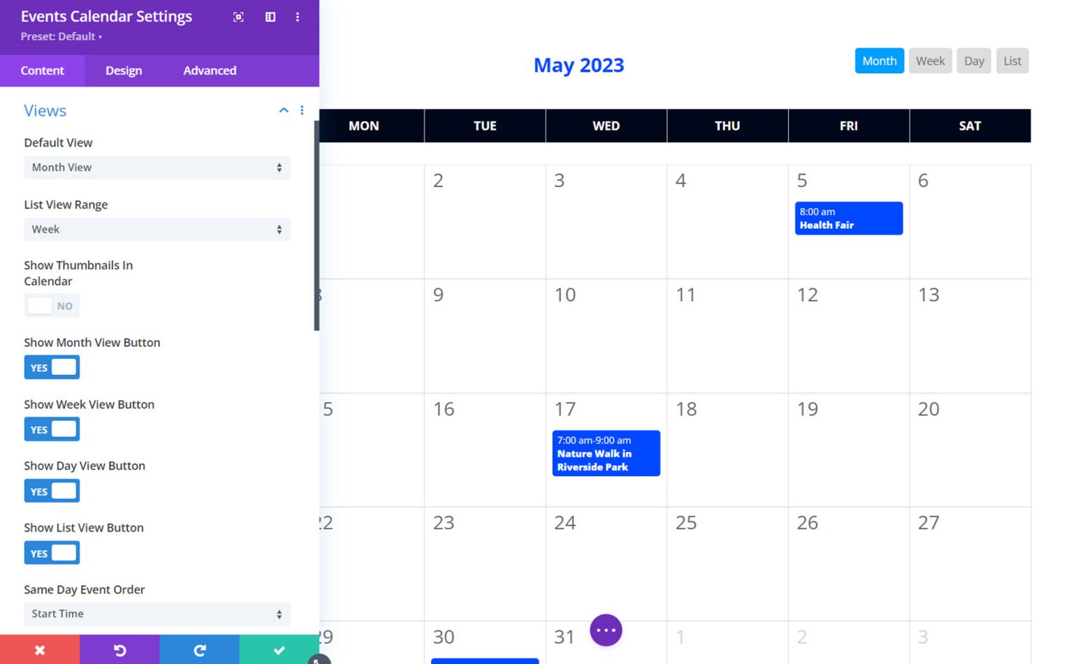 Divi Theme Kalender 