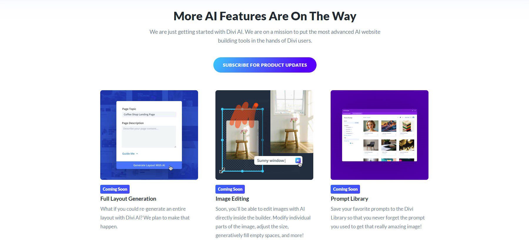 Divi AI Roadmap Features