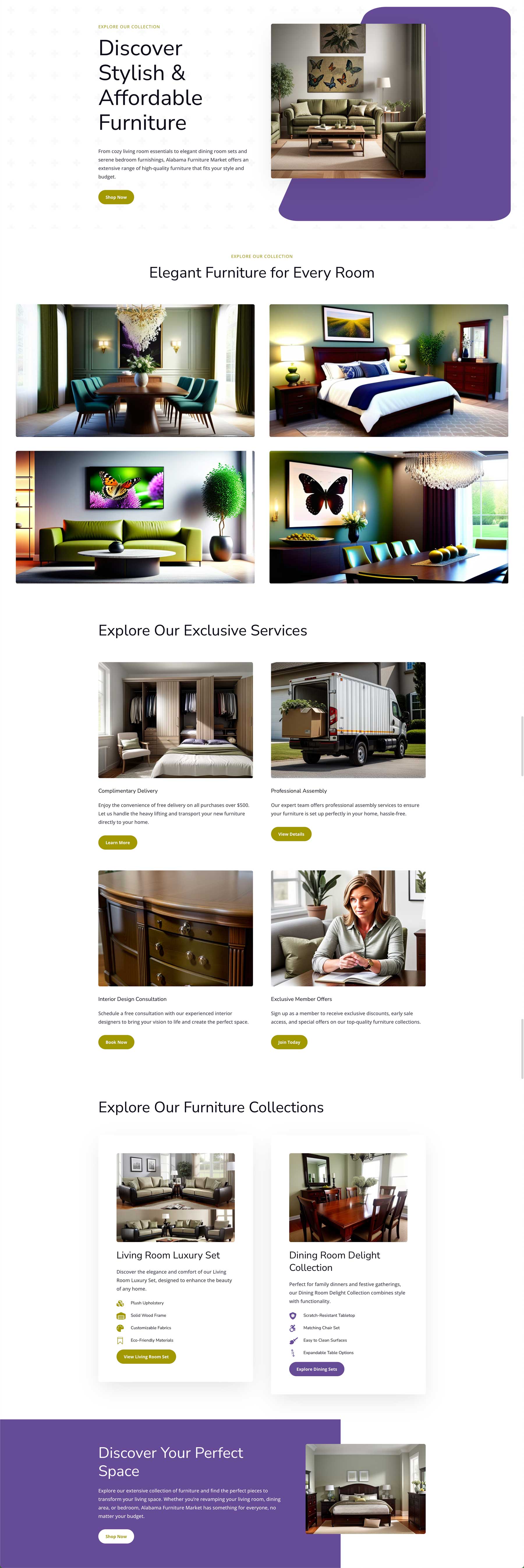 Divi AI furniture store layout