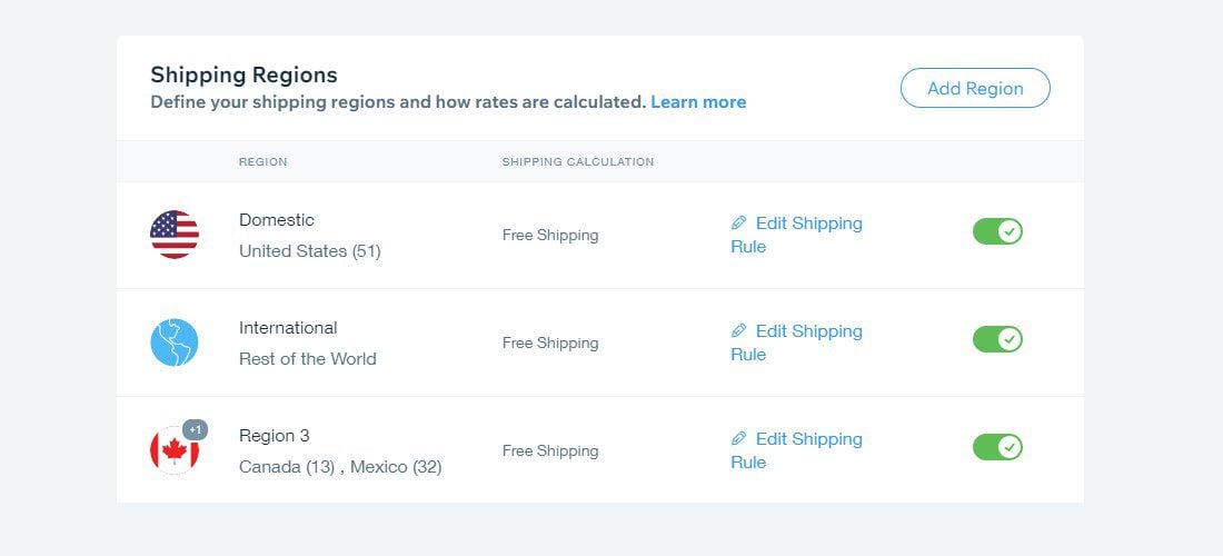 Wix Shipping Options