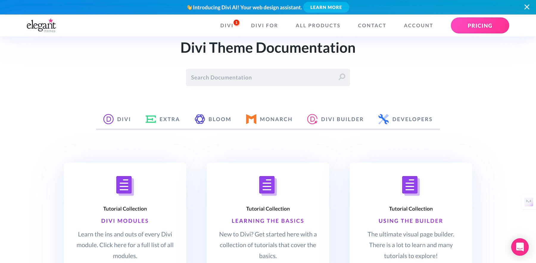 divi theme documentation screenshot