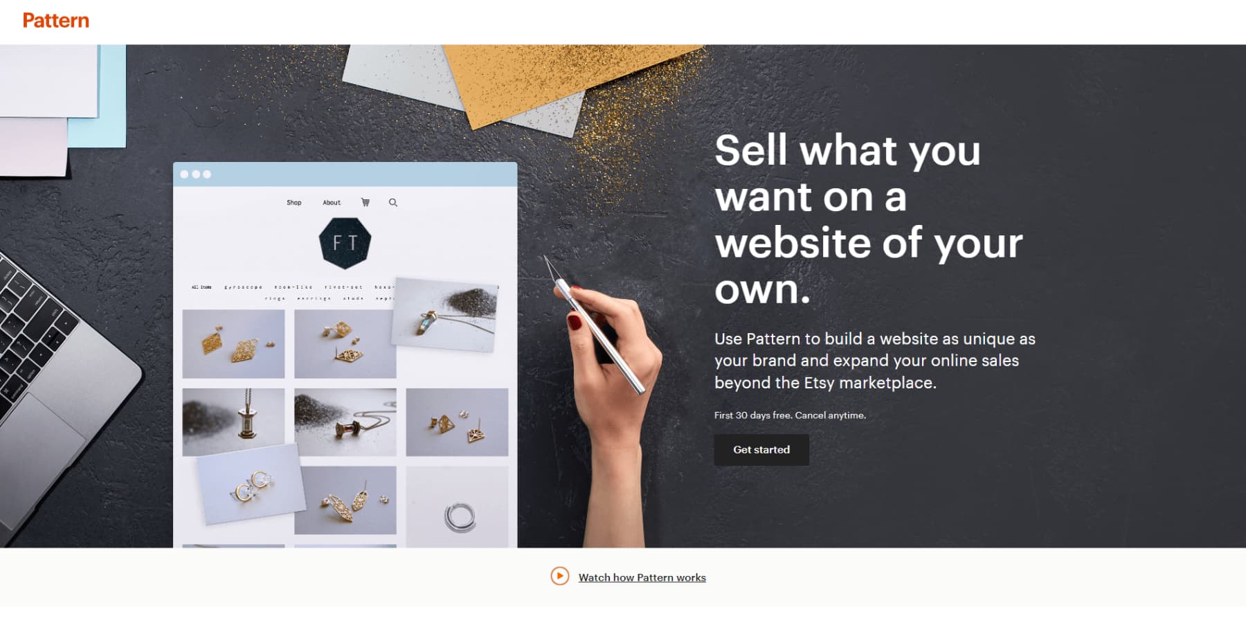 A screenshot of Etsy's Website Builder's home page