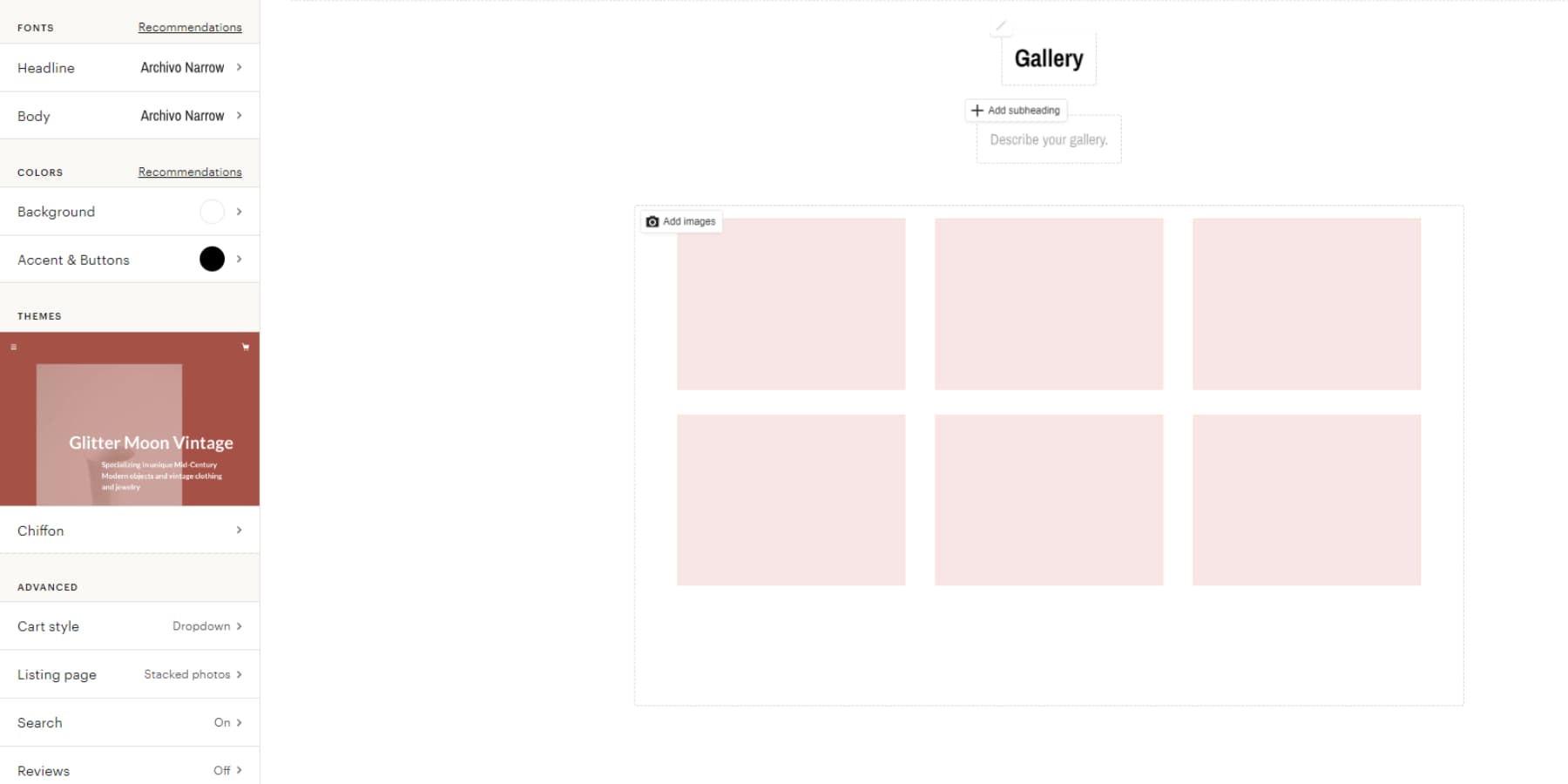A screenshot of Pattern by Etsy's Customization options